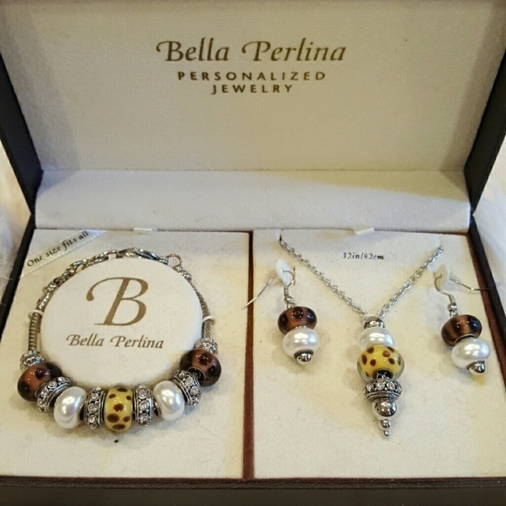 NWT LEOPARD BELLA PERLINA 3 PC. JEWELRY SET